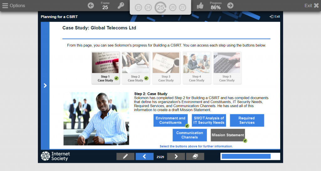Third sector training content for ISOC