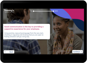 Tommy's elearning content example on tablet device