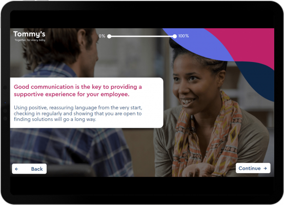 Tommy's content example on tablet device